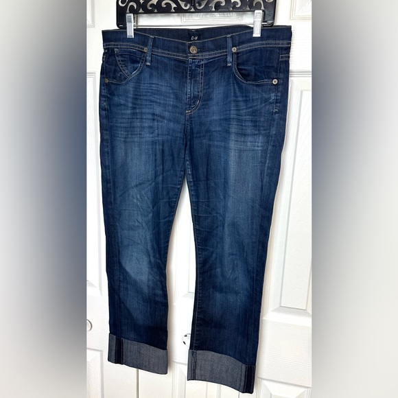 COH CITIZENS OF HUMANITY Dani Cropped Straight Leg Denim Jeans Dark Wash Cuffed - Picture 4 of 13